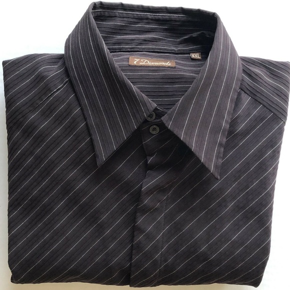 7 Diamonds Shirts 7 Diamonds Mens Dress Shirt Size Xxl Dark Brown